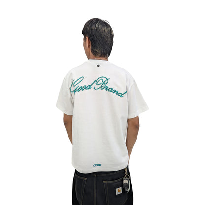 GOODBRAND Island Coconut Forest Sequin Embroidered Tee White (SS25)