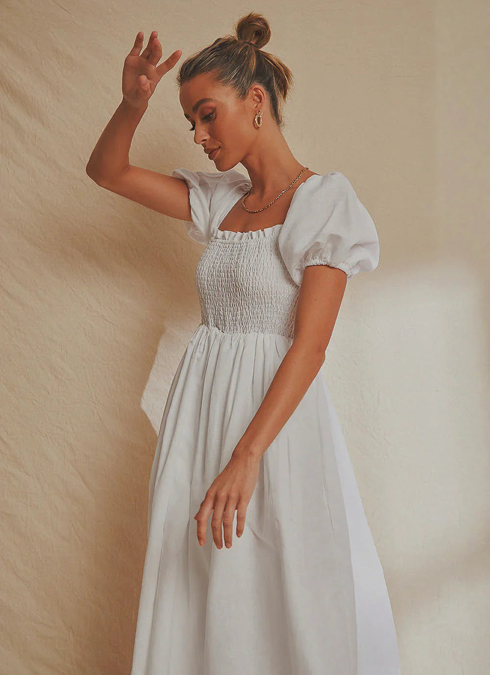 Florence Linen Maxi Dress - White