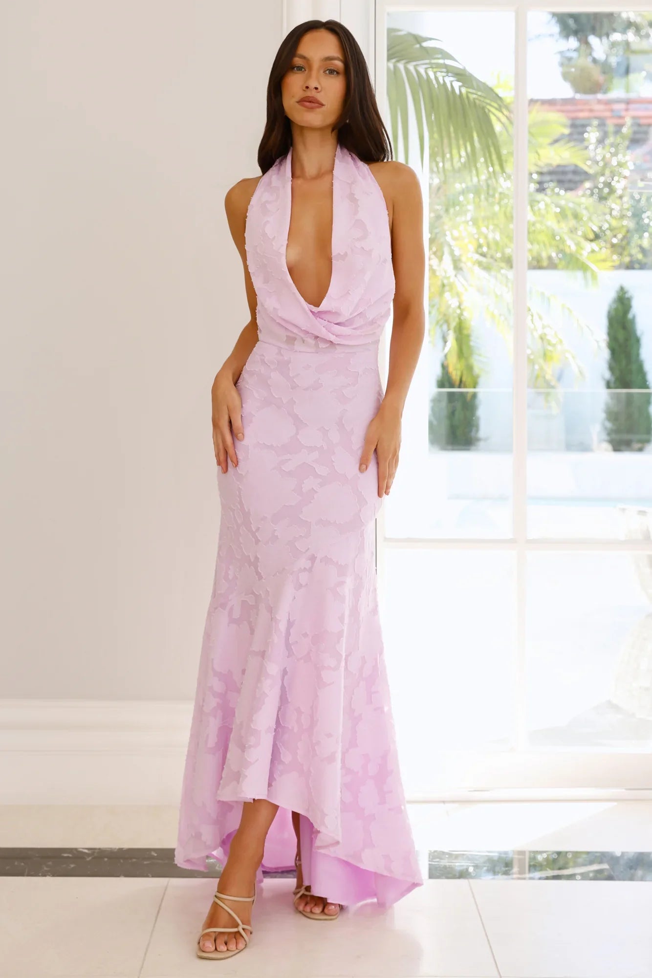 Garden Gems Halter Maxi Dress Orange
