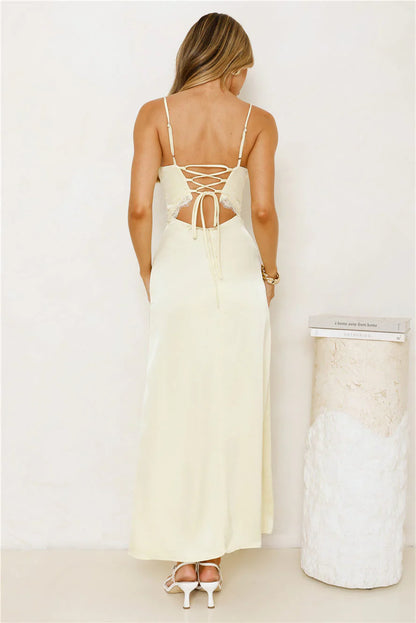 Softly In Season Satin Maxi Dress