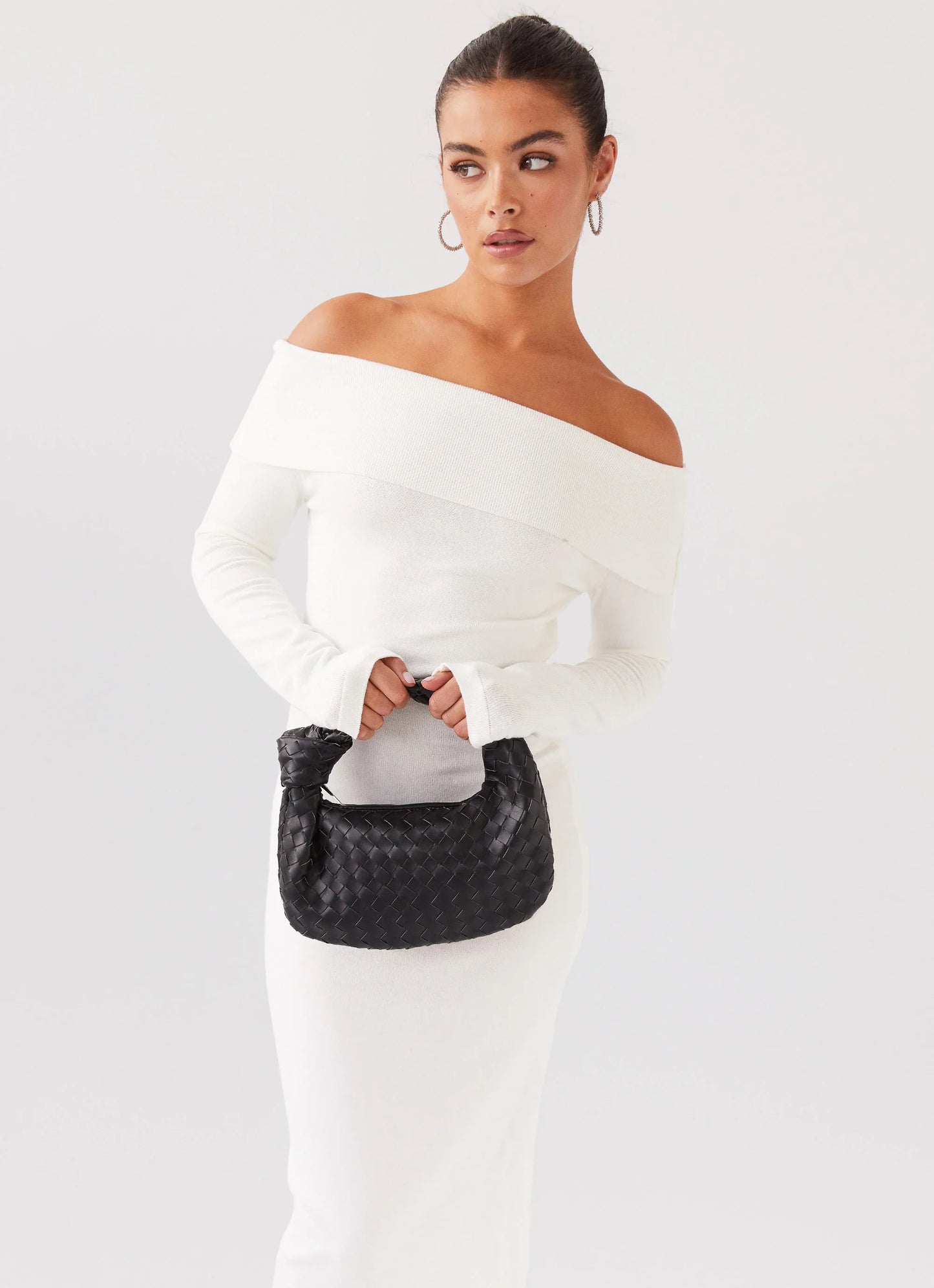 Alexandra Off Shoulder Knit Maxi Dress - Ivory