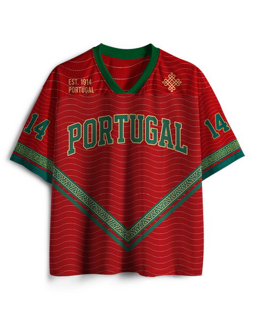TheRetroTee Vintage Portugal Heritage Red & Green Football Mesh Jersey