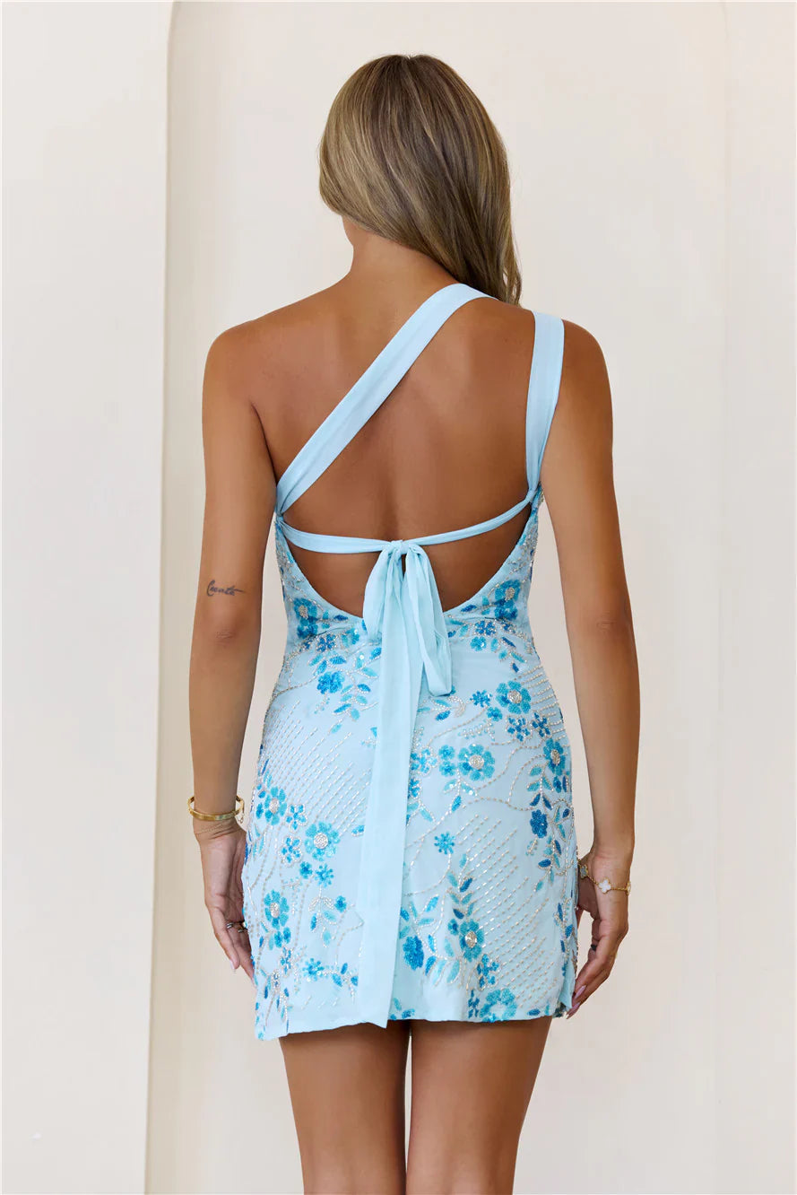 Petal Shores One Shoulder Mini Dress Yellow