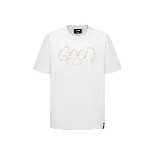 GOODBRAND Solid Colour Pearl Logo Tee White (SS25)