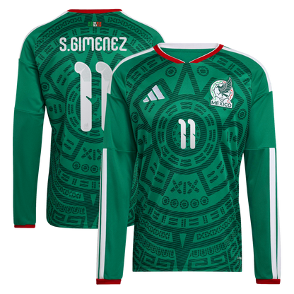 Santiago Gimenez Mexico National Team 2026  Home Replica Long Sleeve Jersey - Green