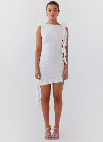 Starlet Chic Rose Mini Dress - Ivory