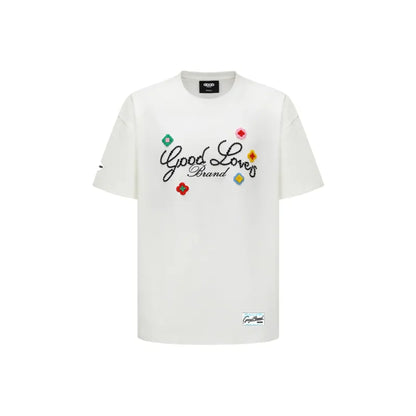 GOODBRAND Good Loves 3D Embroidered Slogan Tee White (SS25)