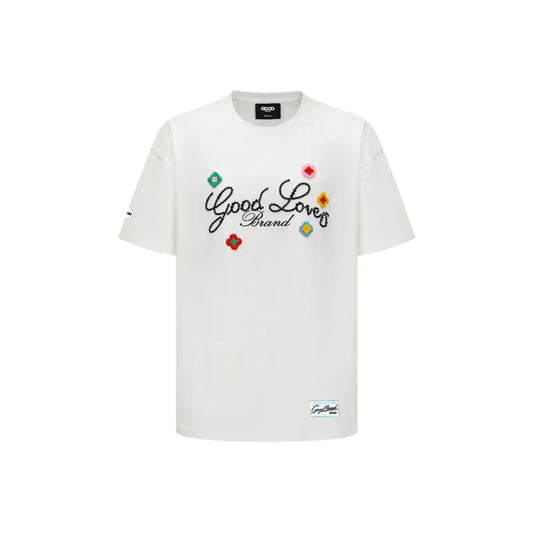 GOODBRAND Good Loves 3D Embroidered Slogan Tee White (SS25)