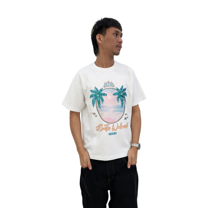 GOODBRAND Island Coconut Forest Sequin Embroidered Tee White (SS25)