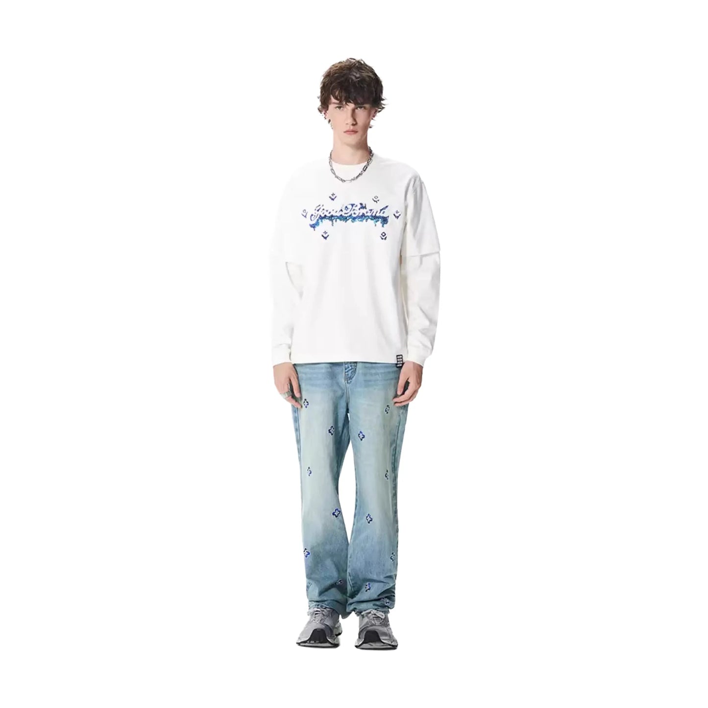 GOODBRAND Melting Ice Cream Two-Piece Long Sleeved Tee White (FW25)
