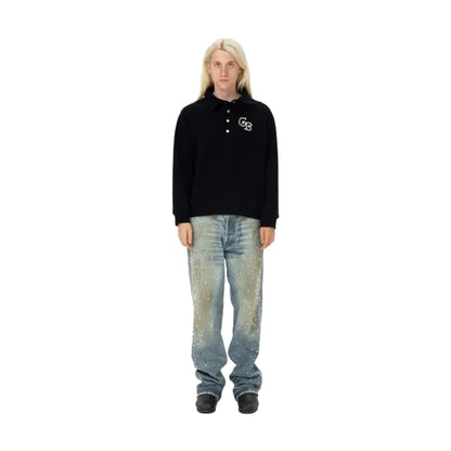 GOODBRAND Pearl Polo Long Sleeved Sweatshirt Black (FW24)
