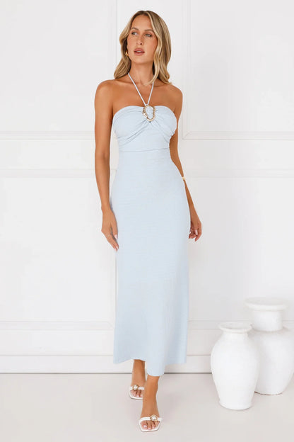 Minimalist Luxe Halter Midi Dress