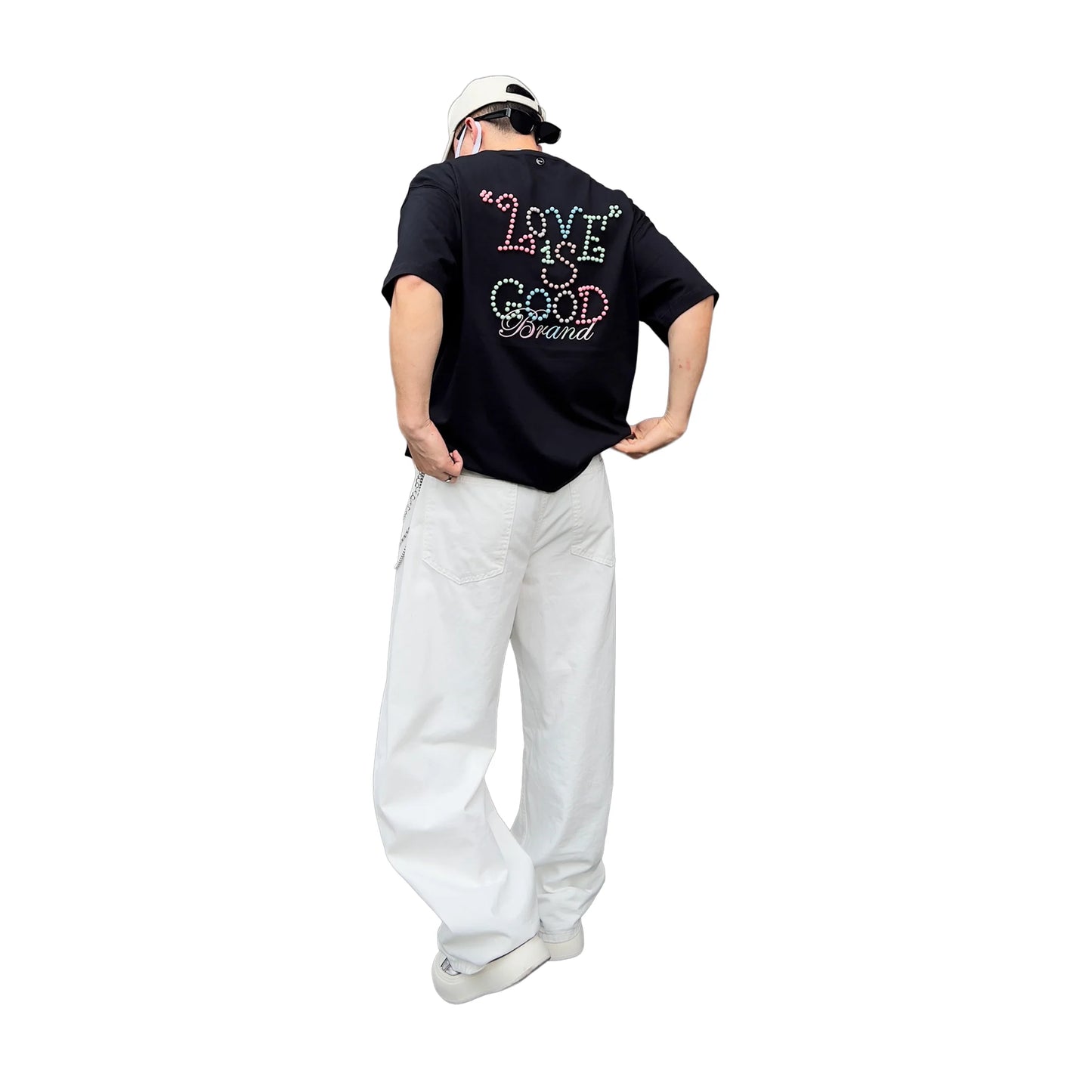 GOODBRAND Macaron Pearl Slogan Tee Black (SS25)