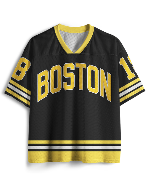 TheRetroTee Sports Comedy Boston #18 Hockey Mesh Jersey