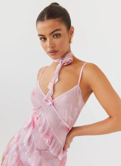 New Romantics Mesh Maxi Dress - Soft Pink