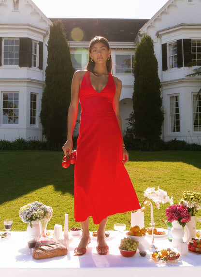 Falling For You Midi Dress - Red