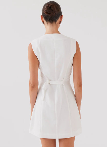 Castello Fiore Linen Mini Dress - White