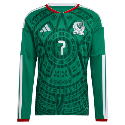 Gilberto Mora Mexico National Team 2026  Home Replica Long Sleeve Jersey - Green