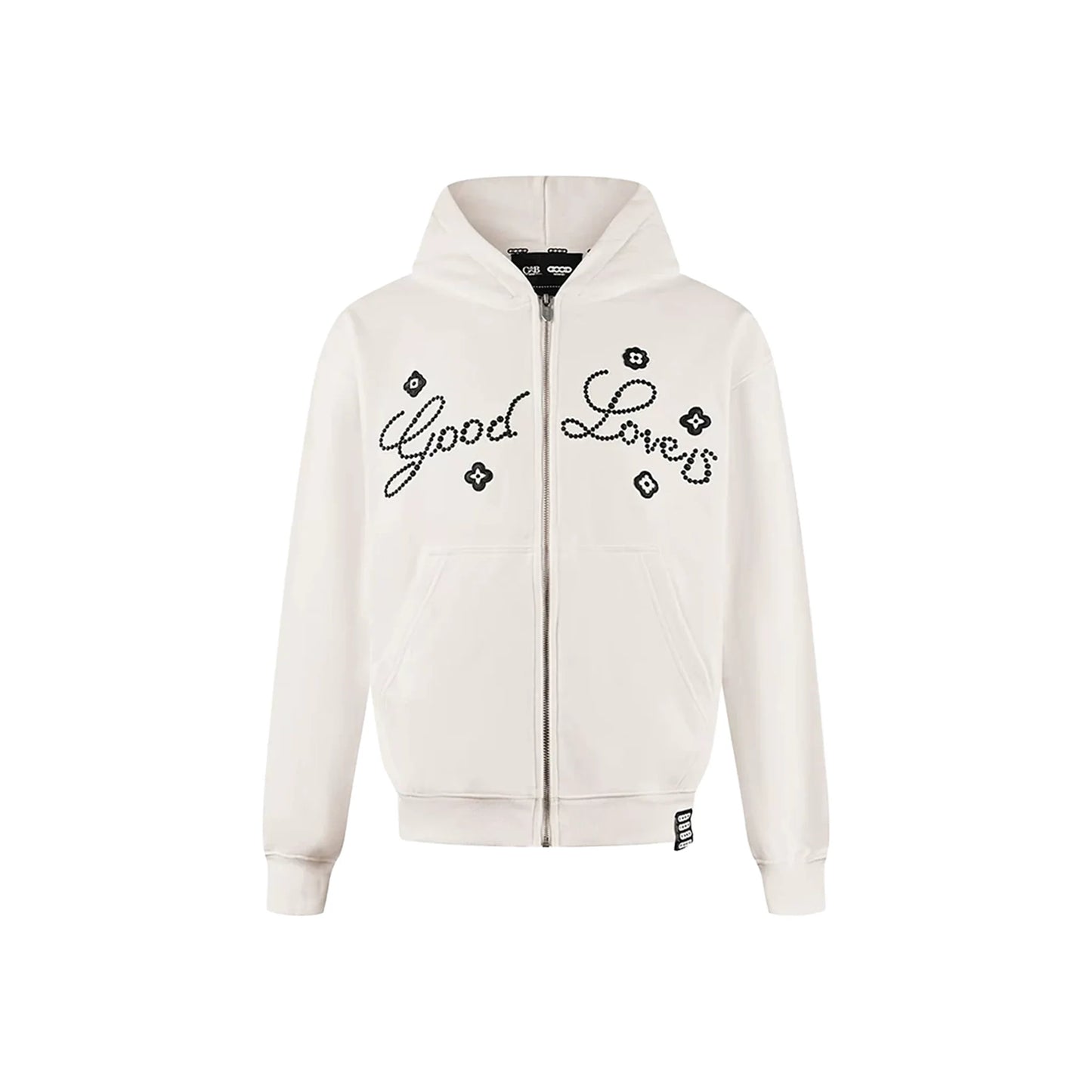 GOODBRAND Good Loves Floral Slogan Zip-Up Hoodie White (FW25)