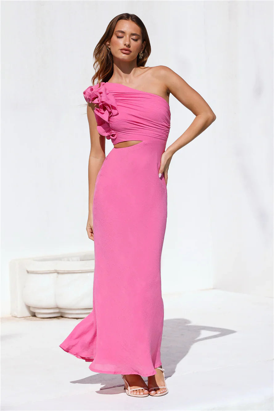 In These Moments One Shoulder Maxi Dress