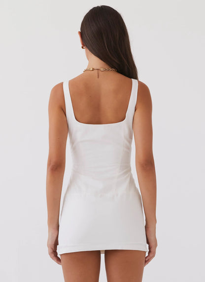 Casey Lace Up Mini Dress - White