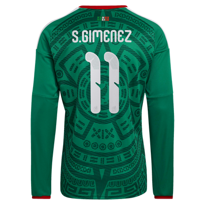 Santiago Gimenez Mexico National Team 2026  Home Replica Long Sleeve Jersey - Green