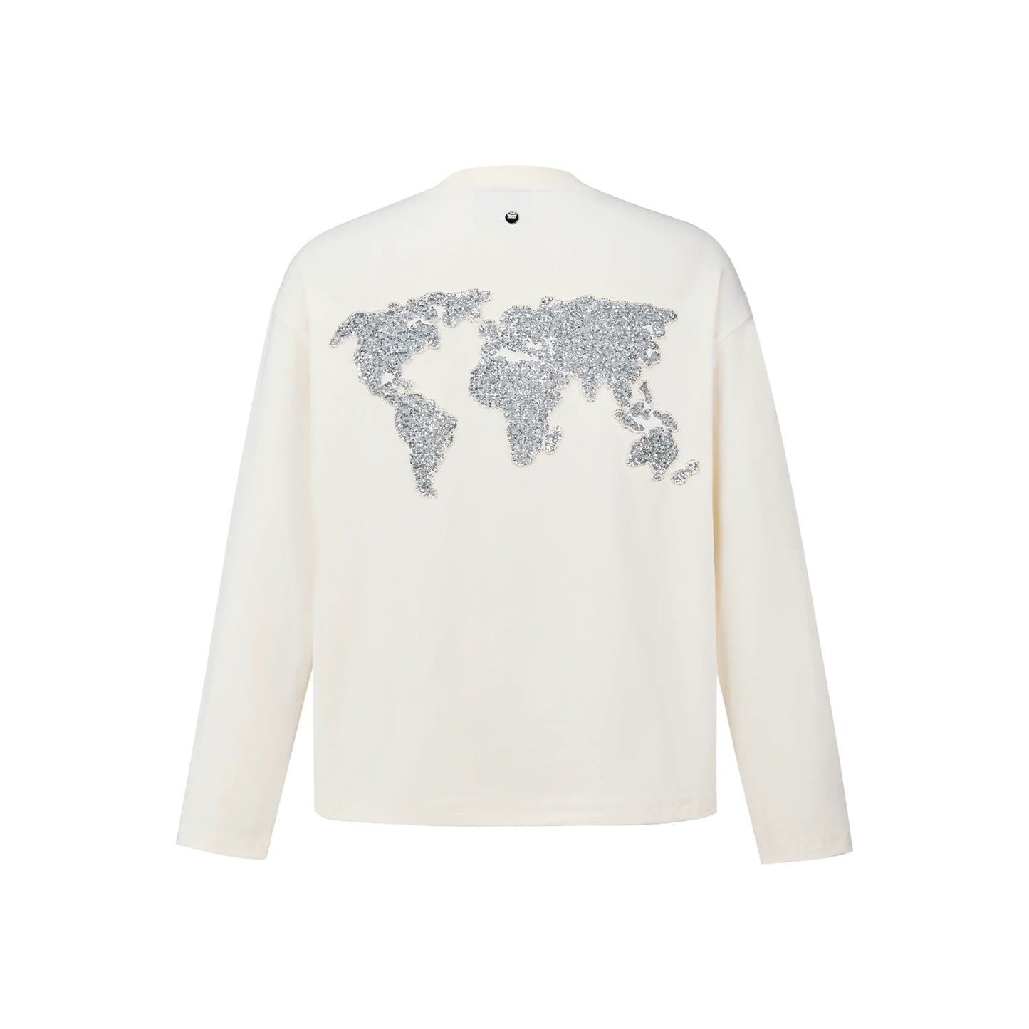 GOODBRAND Good Map Sequin Embroidered Long Sleeved Tee White (FW25)