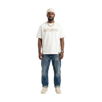 GOODBRAND Slogan Champagne Fragment Tee White (SS26)
