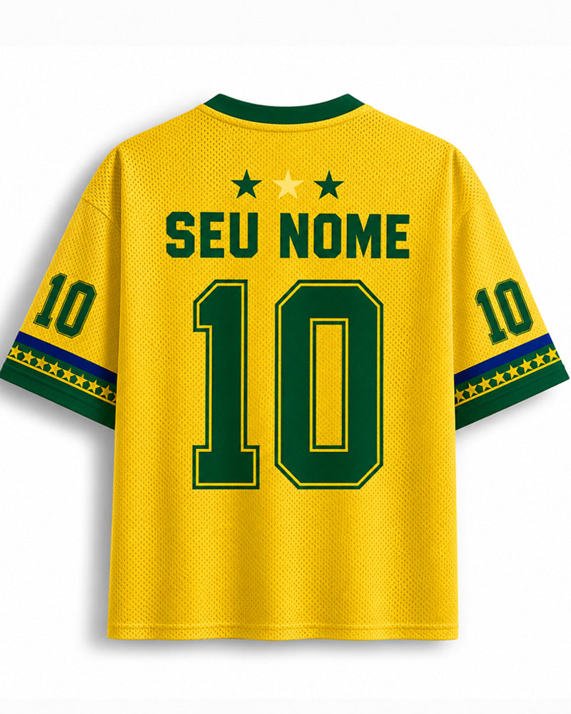 TheRetroTee Custom Brasil Cropped Soccer Mesh Jersey