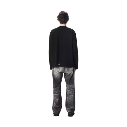 GOODBRAND Splicing Sequin Printed Logo Long Sleeved Tee Black (FW25)