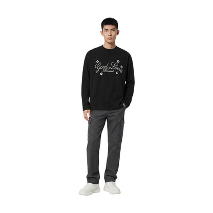 GOODBRAND GOOD LOVES Floral Slogan Long Sleeved Tee Black (FW25)