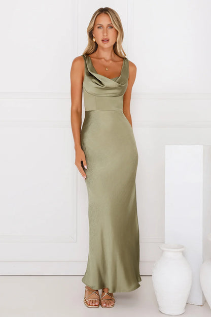 Crystal Luxe Satin Maxi Dress