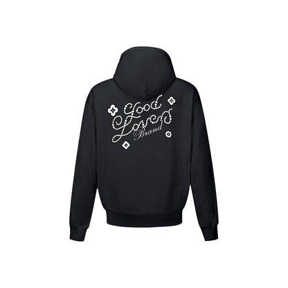 GOODBRAND Good Loves Floral Slogan Zip-Up Hoodie Black (FW25)