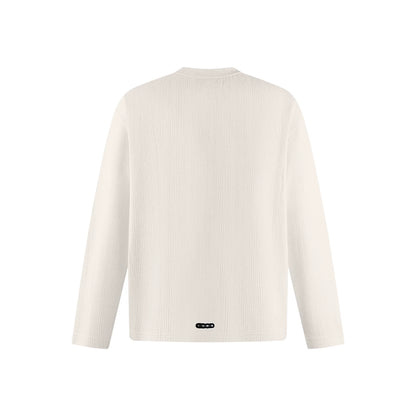 GOODBRAND Splicing Sequin Printed Logo Long Sleeved Tee White (FW25)