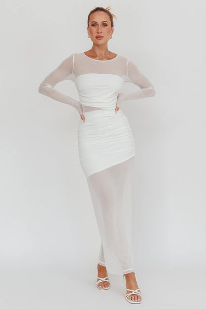 Harpa Mesh Maxi Dress White