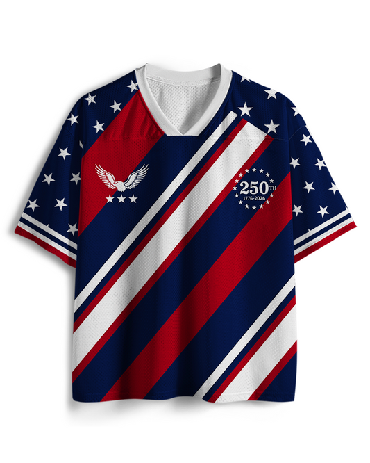 TheRetroTee America 250th Anniversary Patriotic Soccer Mesh Jersey