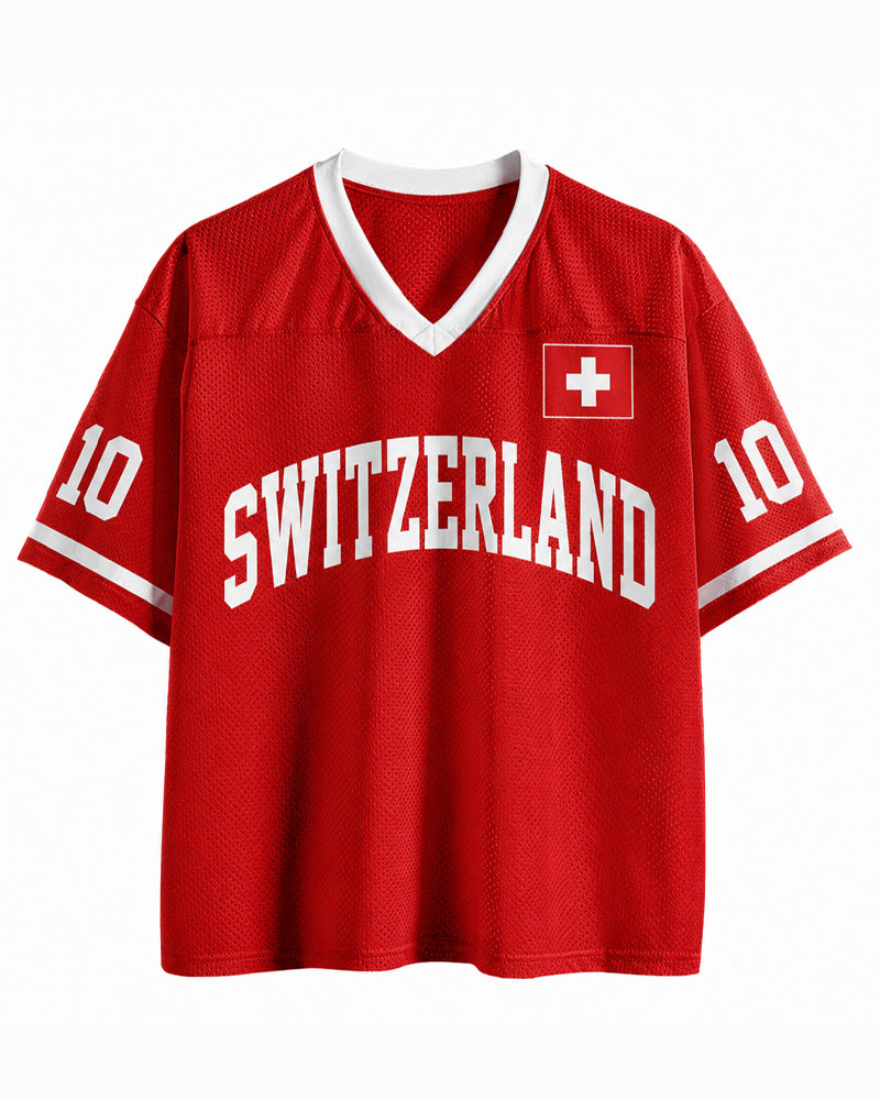 TheRetroTee Custom Switzerland Soccer Mesh Jersey