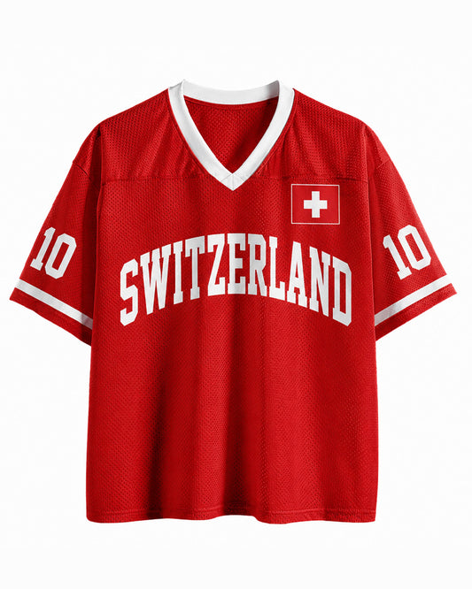 TheRetroTee Custom Switzerland Soccer Mesh Jersey