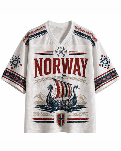TheRetroTee Custom Name Norway Soccer Mesh Jersey