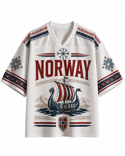 TheRetroTee Custom Name Norway Soccer Mesh Jersey
