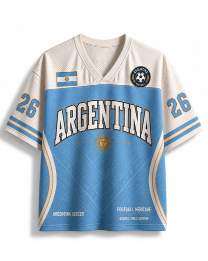 TheRetroTee Vintage Argentina Soccer Heritage Mesh Jersey
