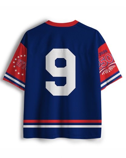 TheRetroTee American Dream 1970s Vintage 4th of July Mesh Jersey
