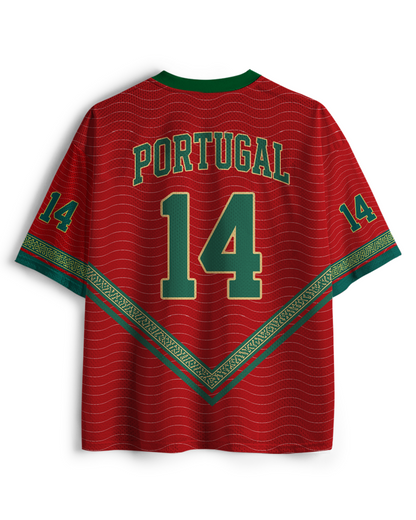 TheRetroTee Vintage Portugal Heritage Red & Green Football Mesh Jersey