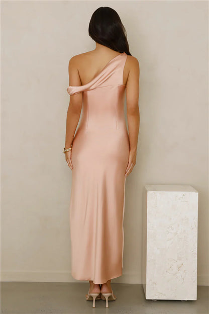 Stylish Season Off Shoulder Satin Midi Dress
