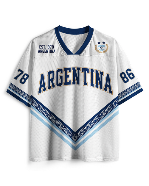 TheRetroTee Vintage Argentina Football Mesh Jersey