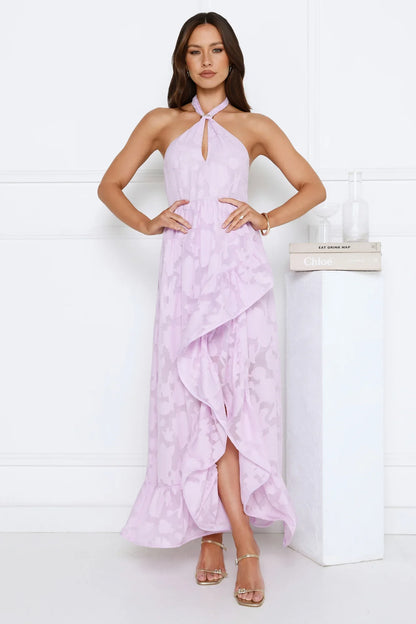 Sunbeam Shell Halter Maxi Dress