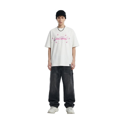 GOODBRAND 3D Logo Floral Embroidery Rhinestone Tee White (SS26)