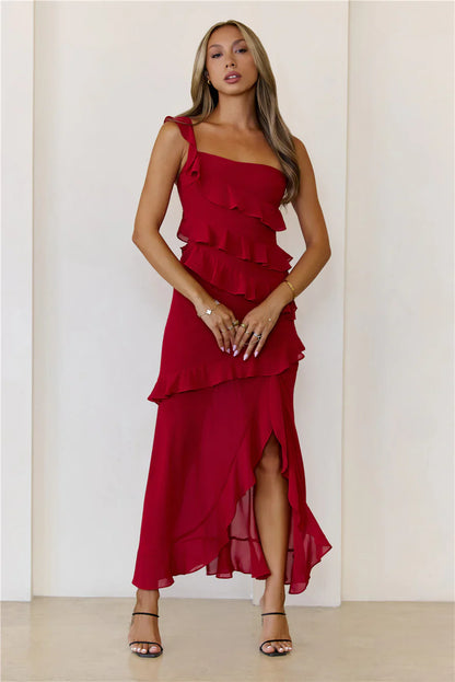 Out Late Look Great One Shoulder Maxi Dress Yellow
