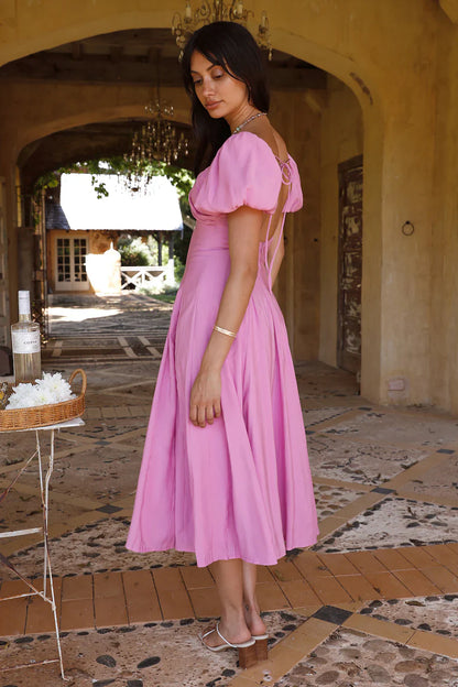 Force of Habit Midi Dress Pink