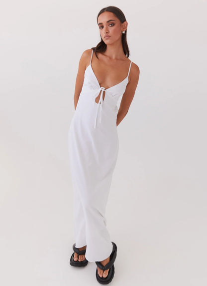 Flora Linen Maxi Dress - White
